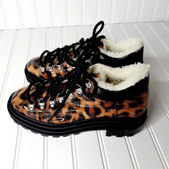 NEW Schutz Lucille Leather Animal Print Low Boots F716 - Picture 3 of 12